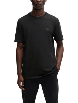 BOSS Cotton Regular Fit Short Sleeve Logo T-Shirt, Black, Black