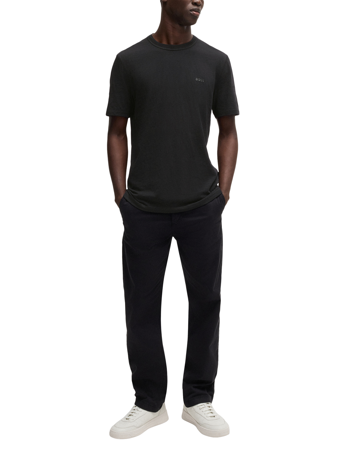 Product image 3 of 5, which shows BOSS Cotton Regular Fit Short Sleeve Logo T-Shirt, Black, M