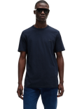 BOSS Cotton Regular Fit Short Sleeve Plain Logo T-Shirt, Dark Blue