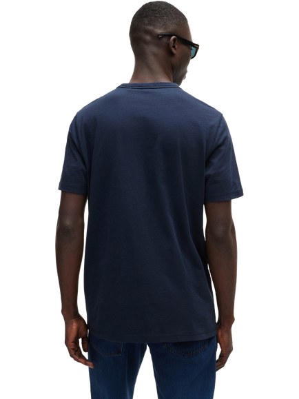 BOSS Cotton Regular Fit Short Sleeve Plain Logo T-Shirt, Dark Blue - view 2, Dark Blue