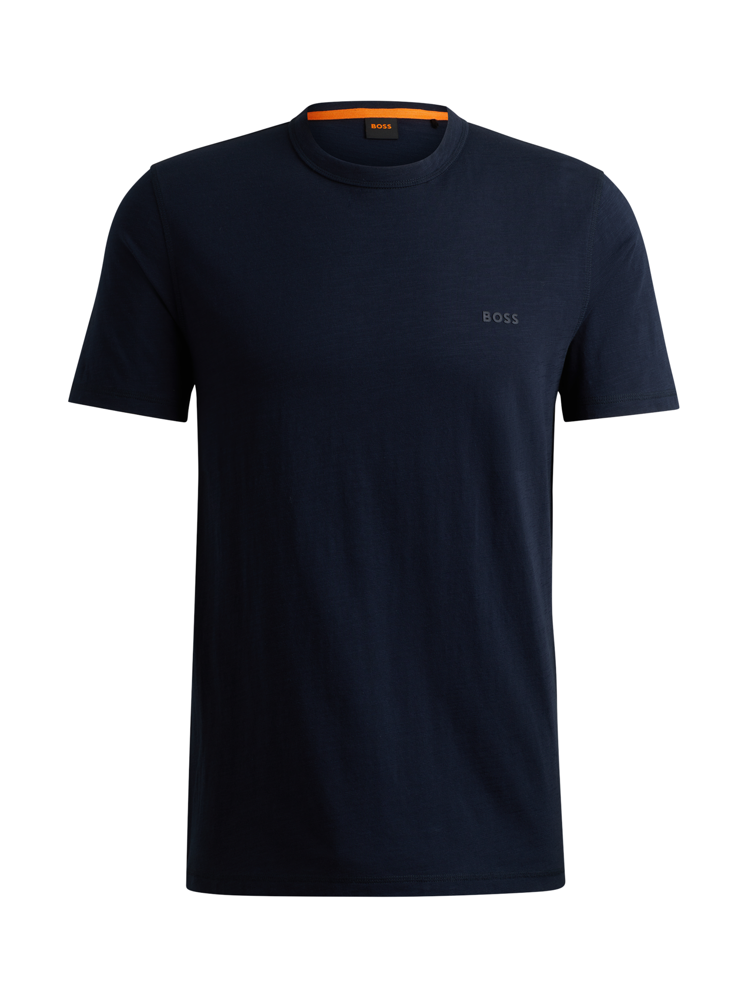 Product image 4 of 5, which shows BOSS Cotton Regular Fit Short Sleeve Plain Logo T-Shirt, Dark Blue, M