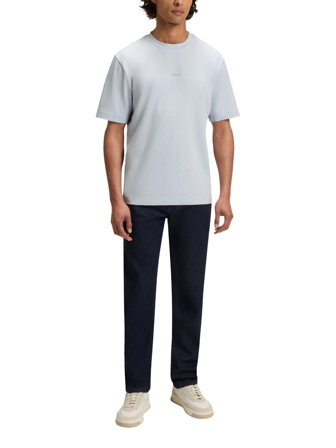 Product image 3 of 5, which shows BOSS Cotton Blend Loose Fit Logo T-Shirt, Light Grey, M