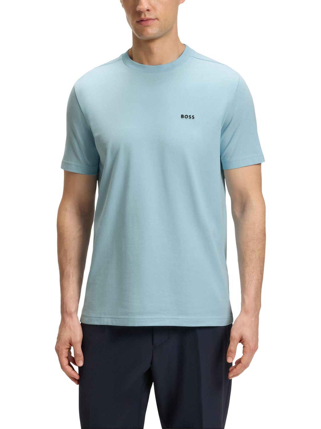 Product image 1 of 5, which shows HUGO BOSS BOSS Logo Cotton Blend T-Shirt, Light Blue, L