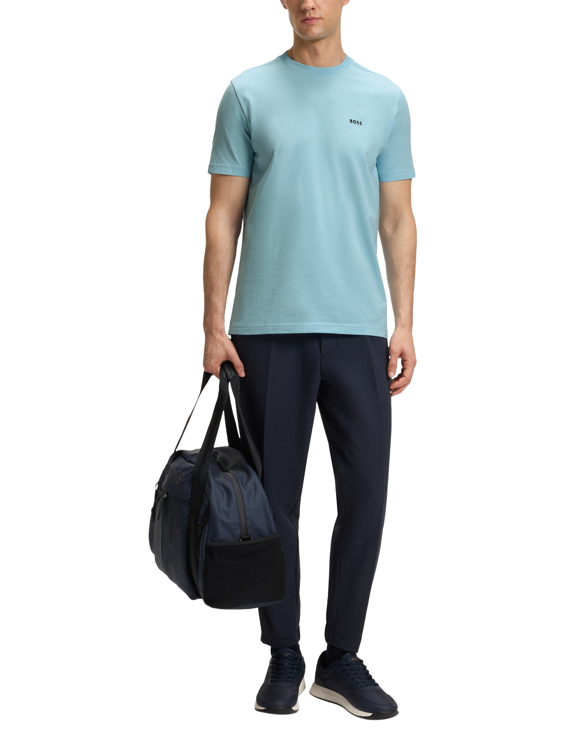 Product image 3 of 5, which shows HUGO BOSS BOSS Logo Cotton Blend T-Shirt, Light Blue, L