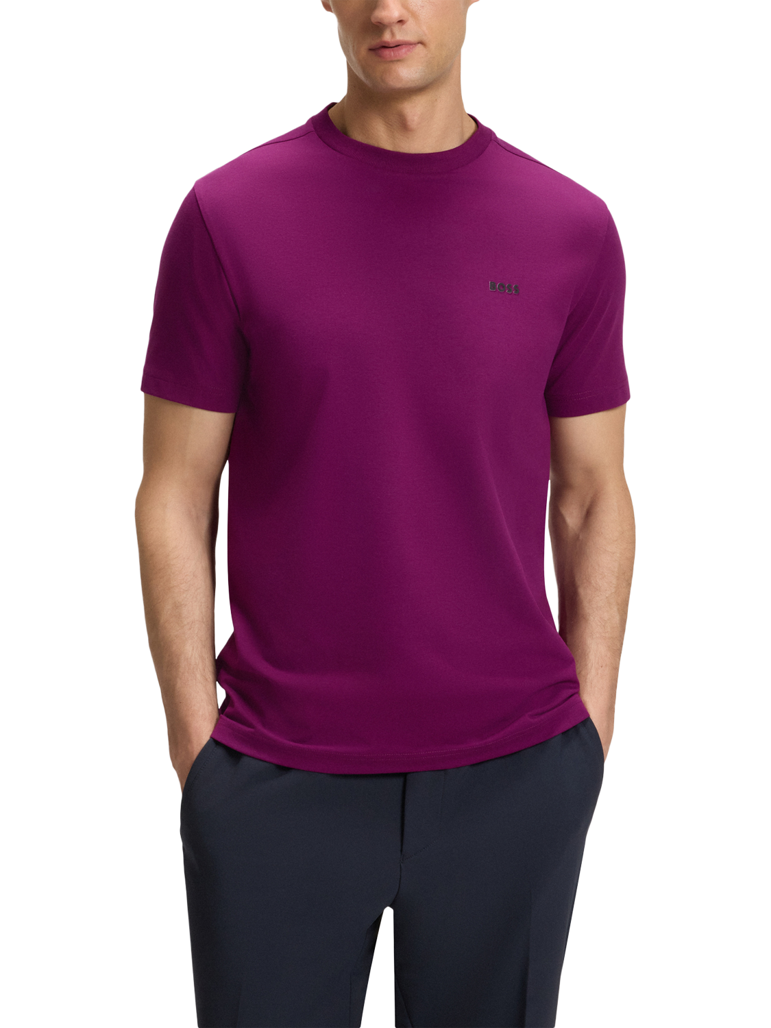 Product image 1 of 5, which shows HUGO BOSS BOSS Logo Cotton Blend T-Shirt, Bright Pink, L