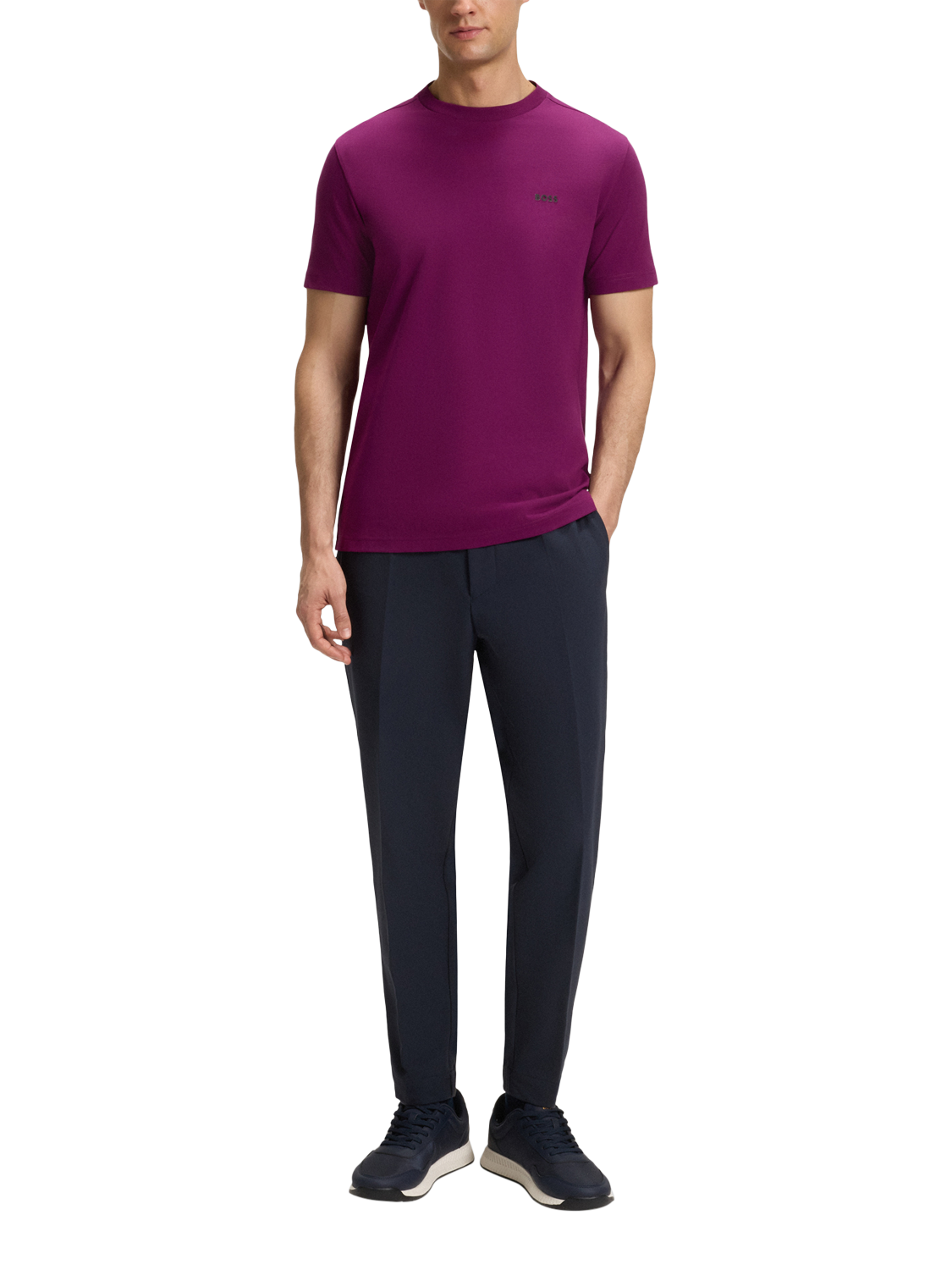 Product image 3 of 5, which shows HUGO BOSS BOSS Logo Cotton Blend T-Shirt, Bright Pink, L