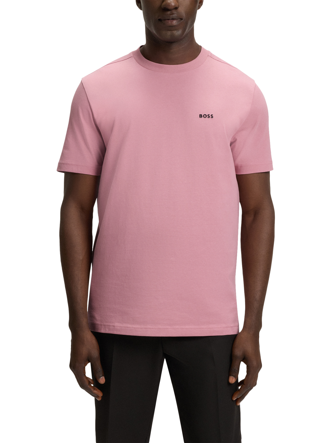 Product image 1 of 5, which shows HUGO BOSS BOSS Essentials Cotton Blend T-Shirt, Pink/Multi, L