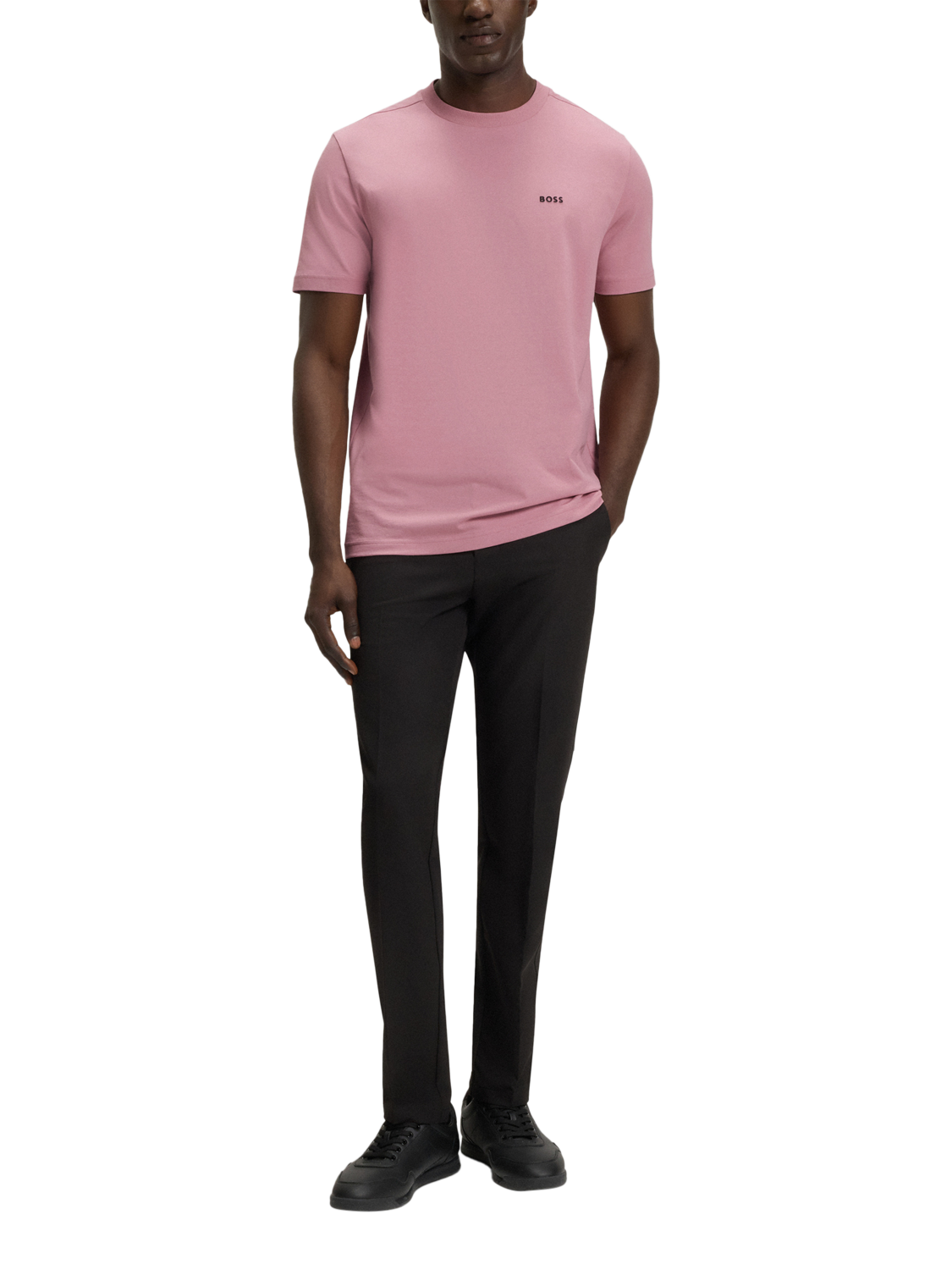 Product image 3 of 5, which shows HUGO BOSS BOSS Essentials Cotton Blend T-Shirt, Pink/Multi, L