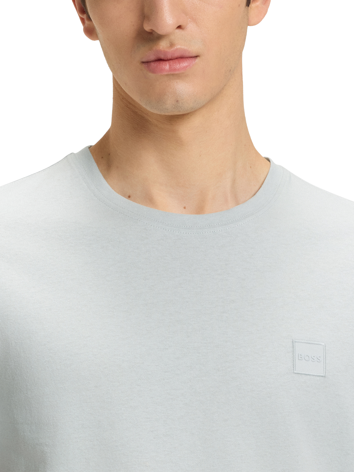 Product image 5 of 5, which shows BOSS Cotton Regular Fit Logo Patch T-Shirt, Light Grey, M