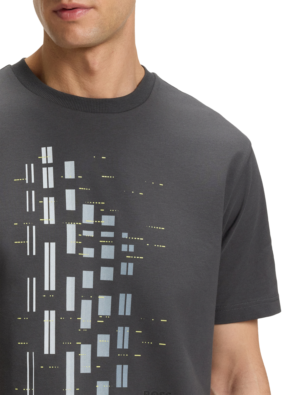 Product image 5 of 5, which shows BOSS Cotton Blend Regular Fit Short Sleeve Geometric Graphic T-Shirt, Grey/Multi, M