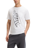 BOSS Cotton Blend Regular Fit Short Sleeve Geometric Graphic T-Shirt, White/Multi, White/Multi