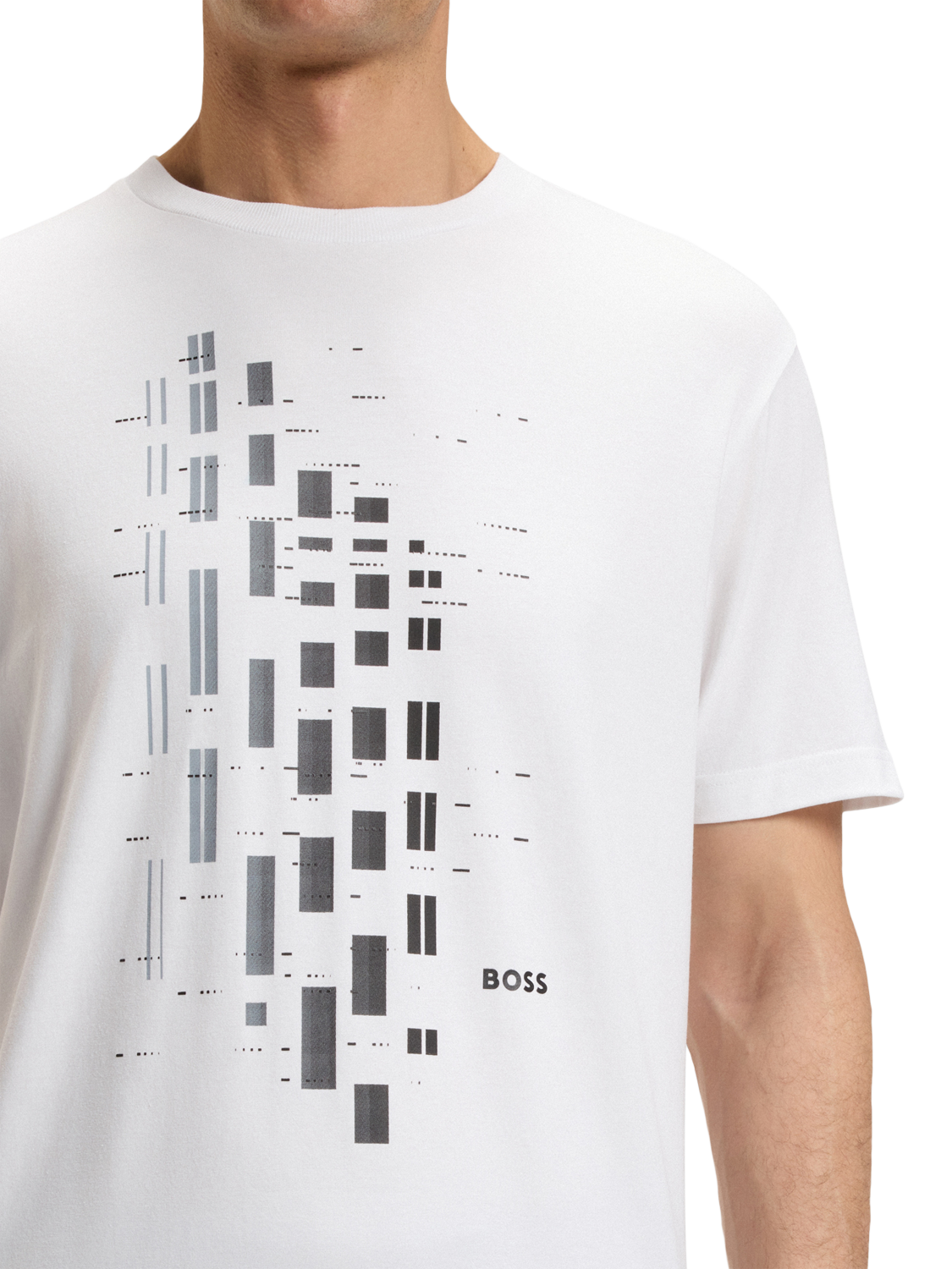 Product image 5 of 6, which shows BOSS Cotton Blend Regular Fit Short Sleeve Geometric Graphic T-Shirt, White/Multi, S