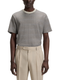BOSS Grid Check Pure Cotton T-Shirt, White/Multi