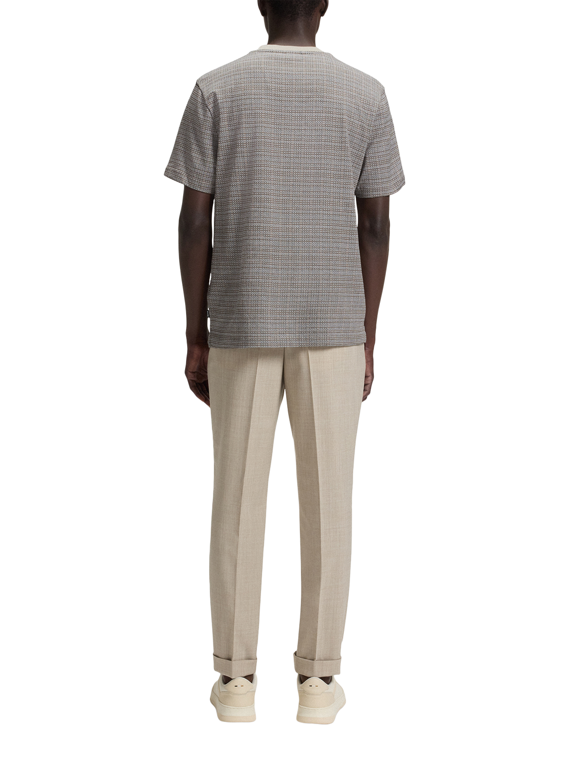 Product image 2 of 5, which shows BOSS Grid Check Pure Cotton T-Shirt, White/Multi, M