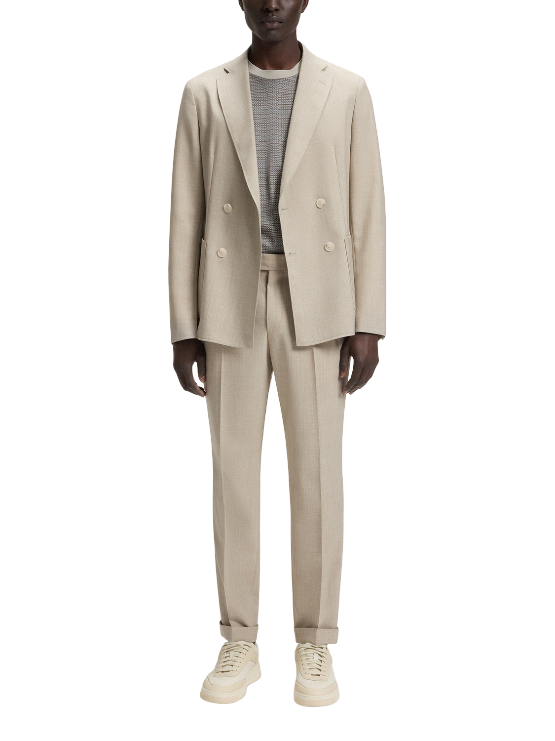 Product image 3 of 5, which shows BOSS Grid Check Pure Cotton T-Shirt, White/Multi, M