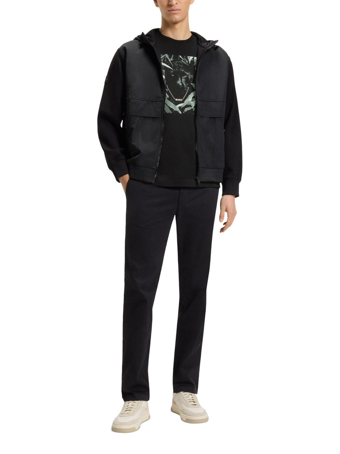 Product image 3 of 4, which shows BOSS Cotton Regular Fit Short Sleeve Panther Graphic T-Shirt, Black/Multi, M