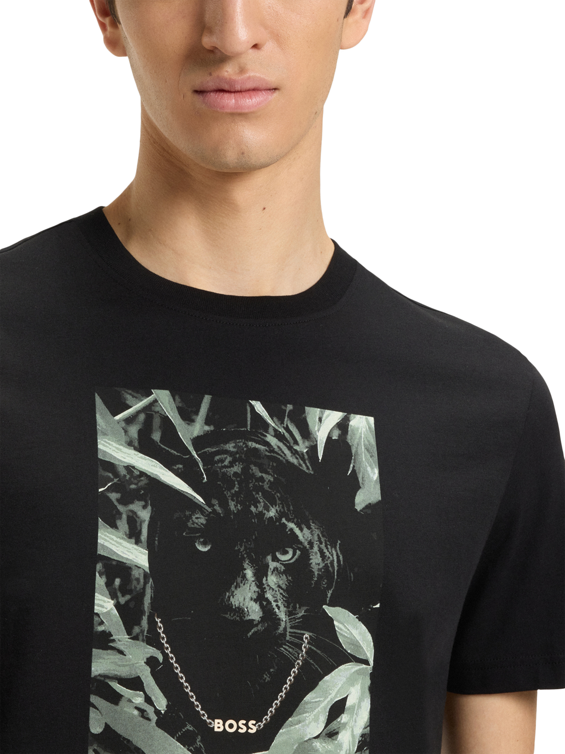 Product image 4 of 4, which shows BOSS Cotton Regular Fit Short Sleeve Panther Graphic T-Shirt, Black/Multi, M