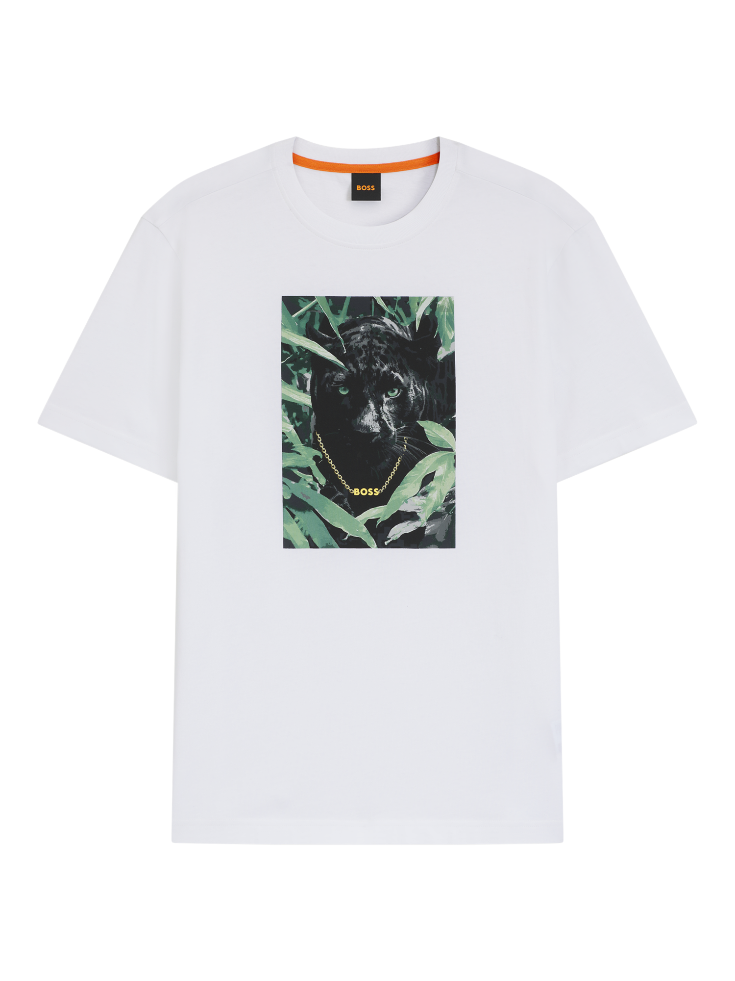 Product image 4 of 5, which shows BOSS Cotton Regular Fit Short Sleeve Panther Graphic T-Shirt, White/Multi, L