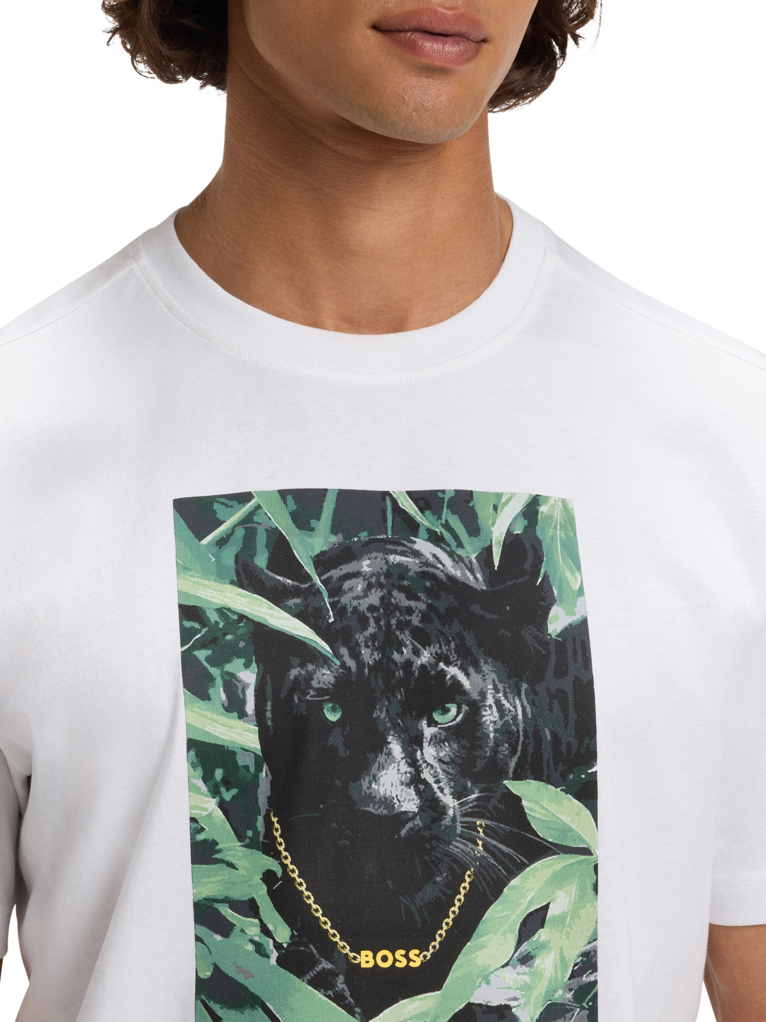 Product image 5 of 5, which shows BOSS Cotton Regular Fit Short Sleeve Panther Graphic T-Shirt, White/Multi, L