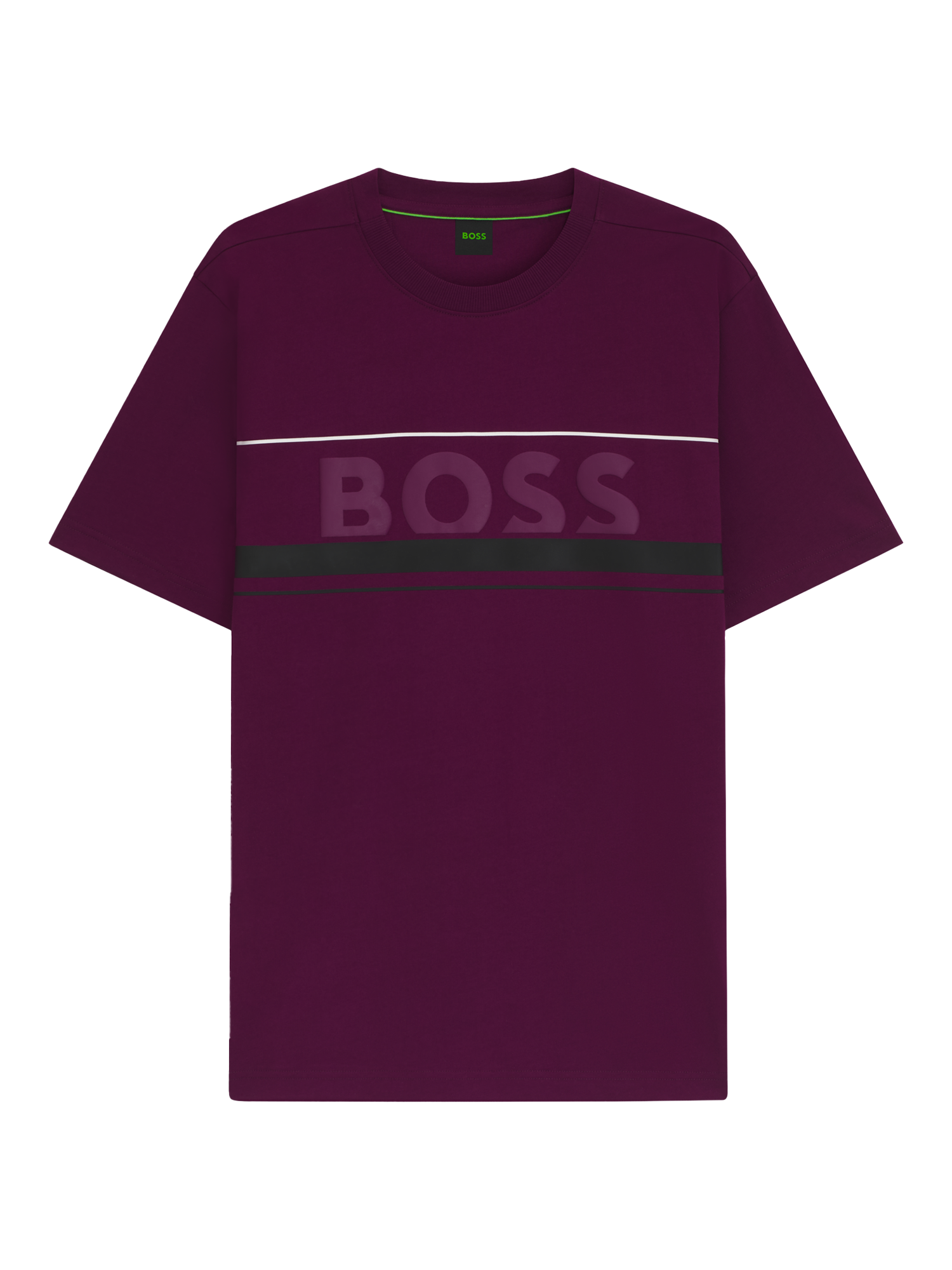 Product image 4 of 5, which shows HUGO BOSS BOSS Printed Stripe Cotton T-Shirt, Bright Pink, S