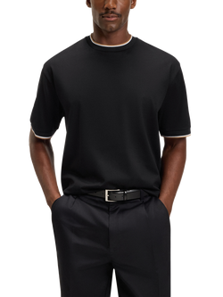 BOSS Cotton Regular Fit Short Sleeve T-Shirt, Black, Black