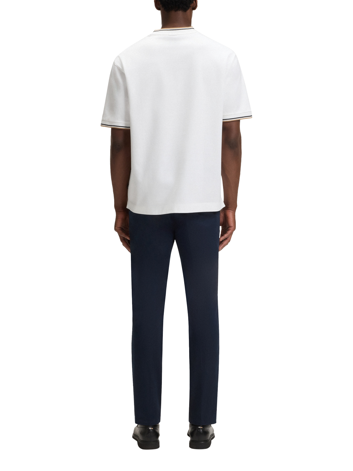 Product image 2 of 5, which shows BOSS Cotton Regular Fit Short Sleeve Ringer T-Shirt, White, S