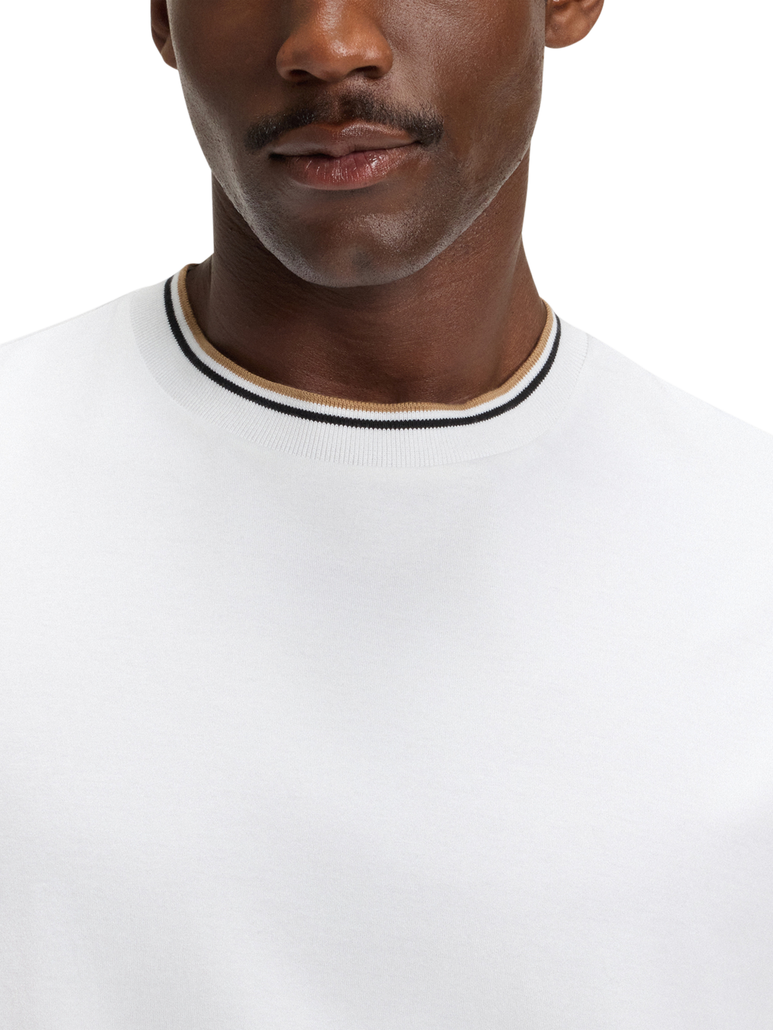 Product image 5 of 5, which shows BOSS Cotton Regular Fit Short Sleeve Ringer T-Shirt, White, S