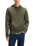 BOSS Cotton Embossed Logo Hoodie, Open Green