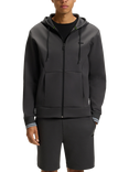 BOSS Zip-Through Cotton Blend Hoodie, Grey/Multi