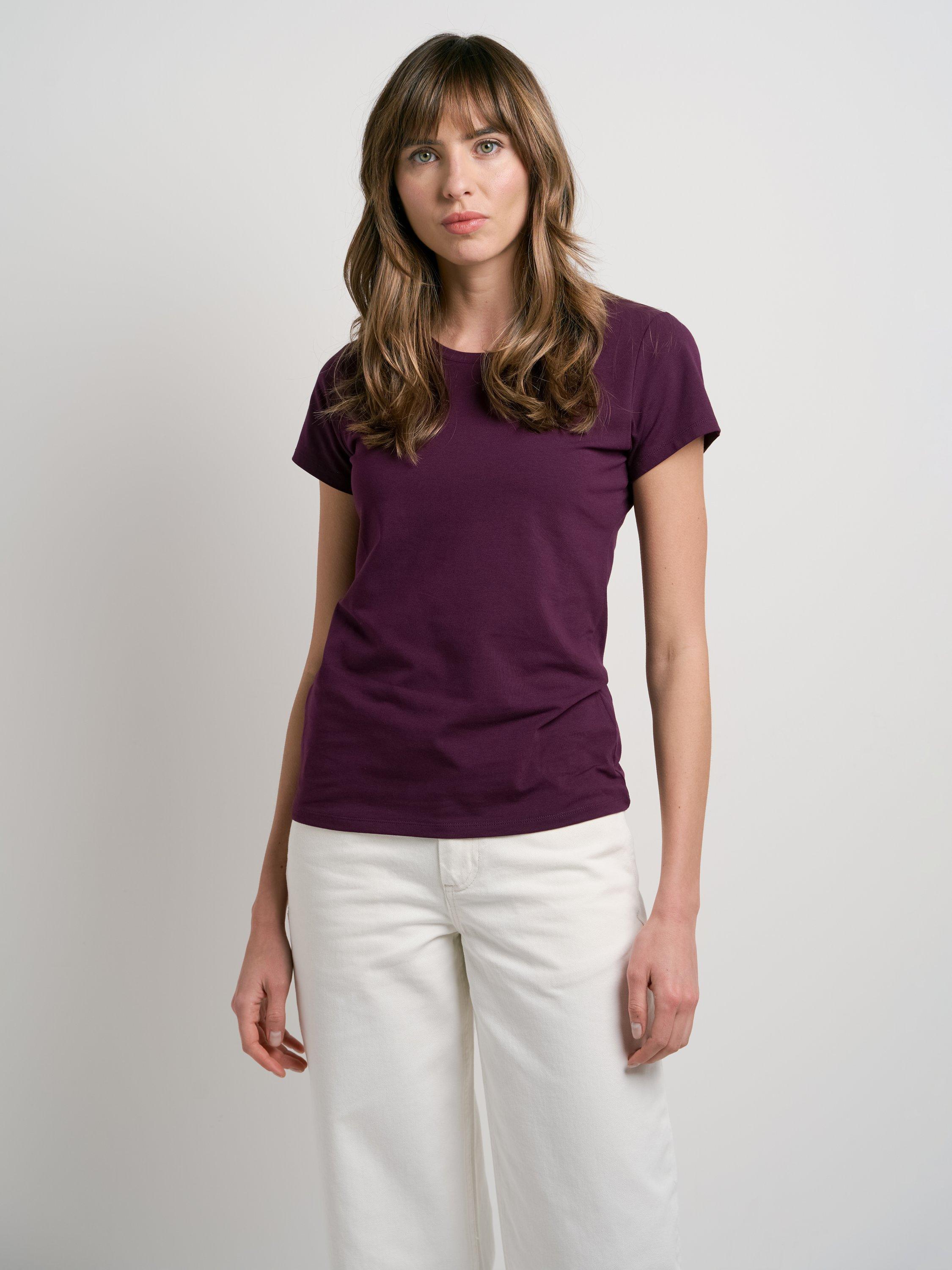 Product image 1 of 3, which shows Celtic & Co. Cotton Blend Round Neck T-Shirt, Cassis, 8