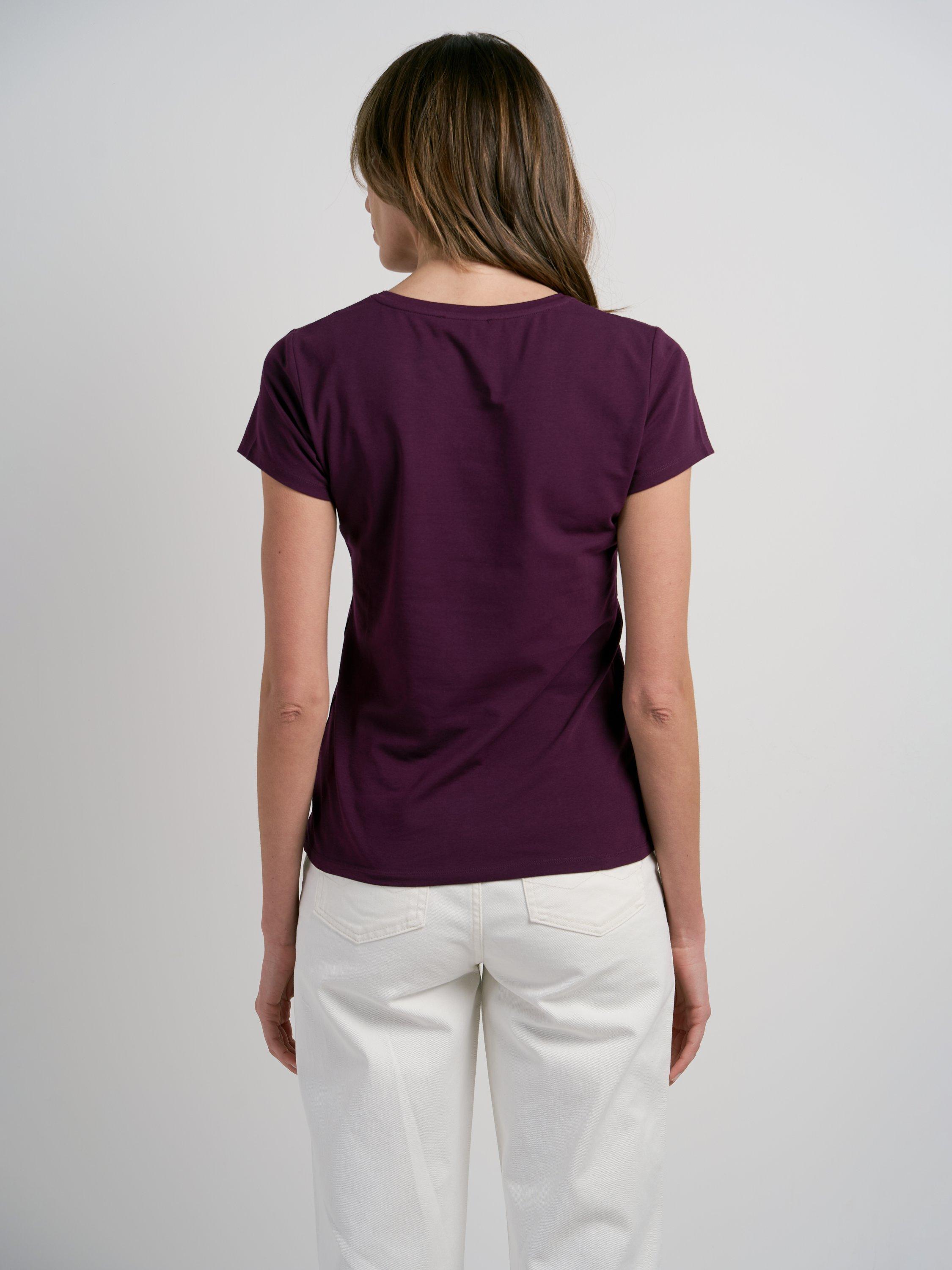 Product image 2 of 3, which shows Celtic & Co. Cotton Blend Round Neck T-Shirt, Cassis, 8