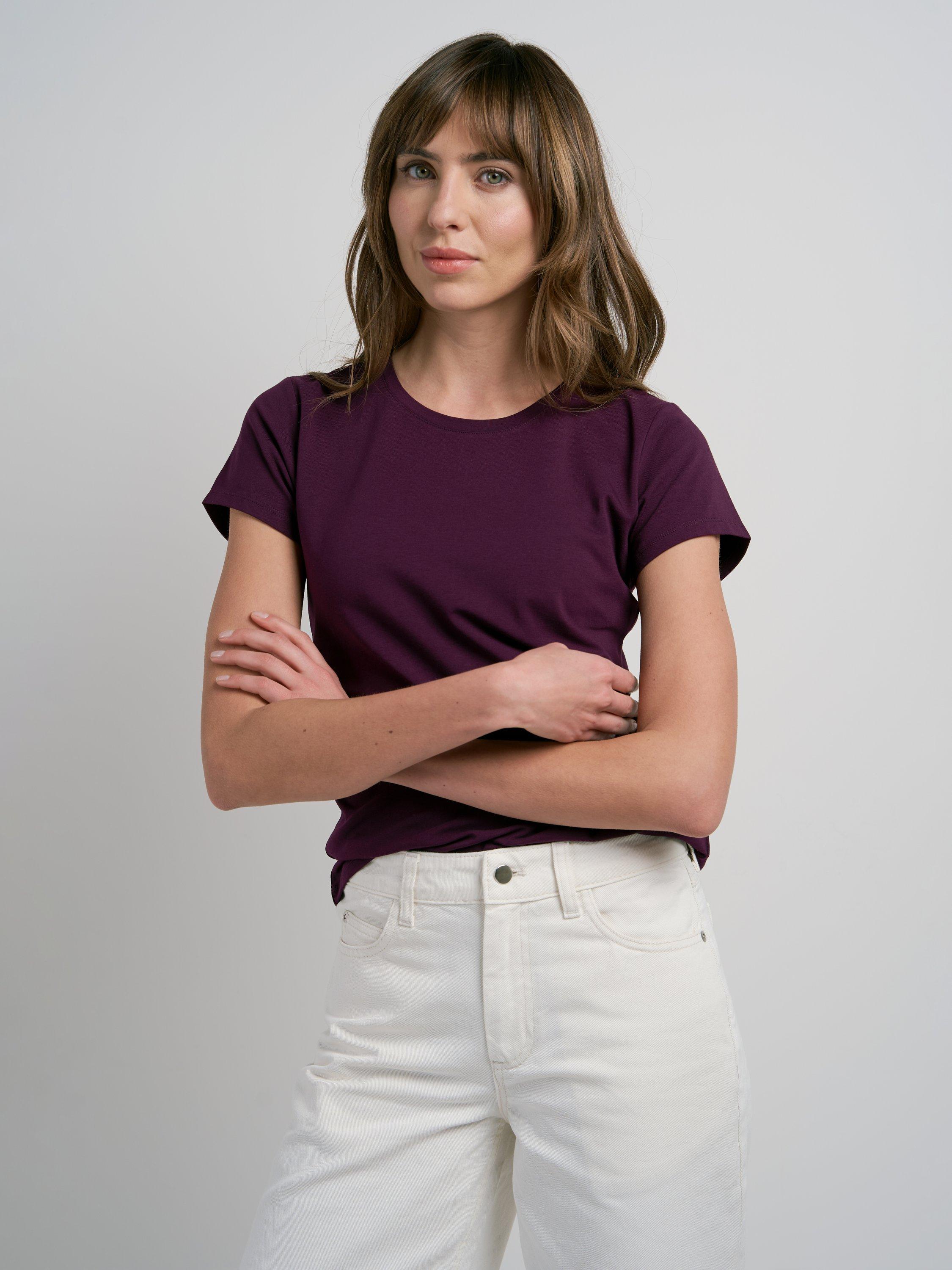 Product image 3 of 3, which shows Celtic & Co. Cotton Blend Round Neck T-Shirt, Cassis, 8