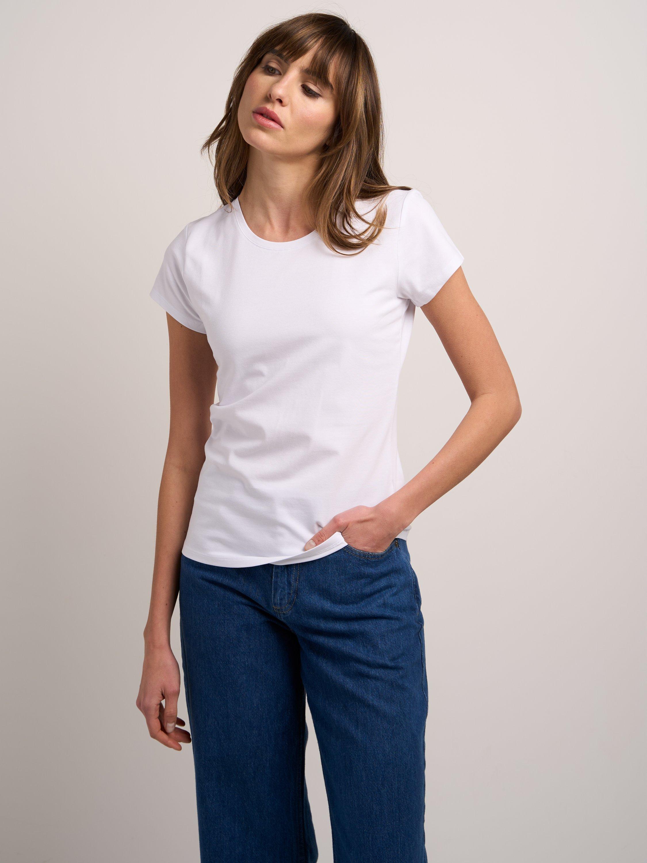 Product image 1 of 4, which shows Celtic & Co. Cotton Blend Round Neck T-Shirt, White, 8