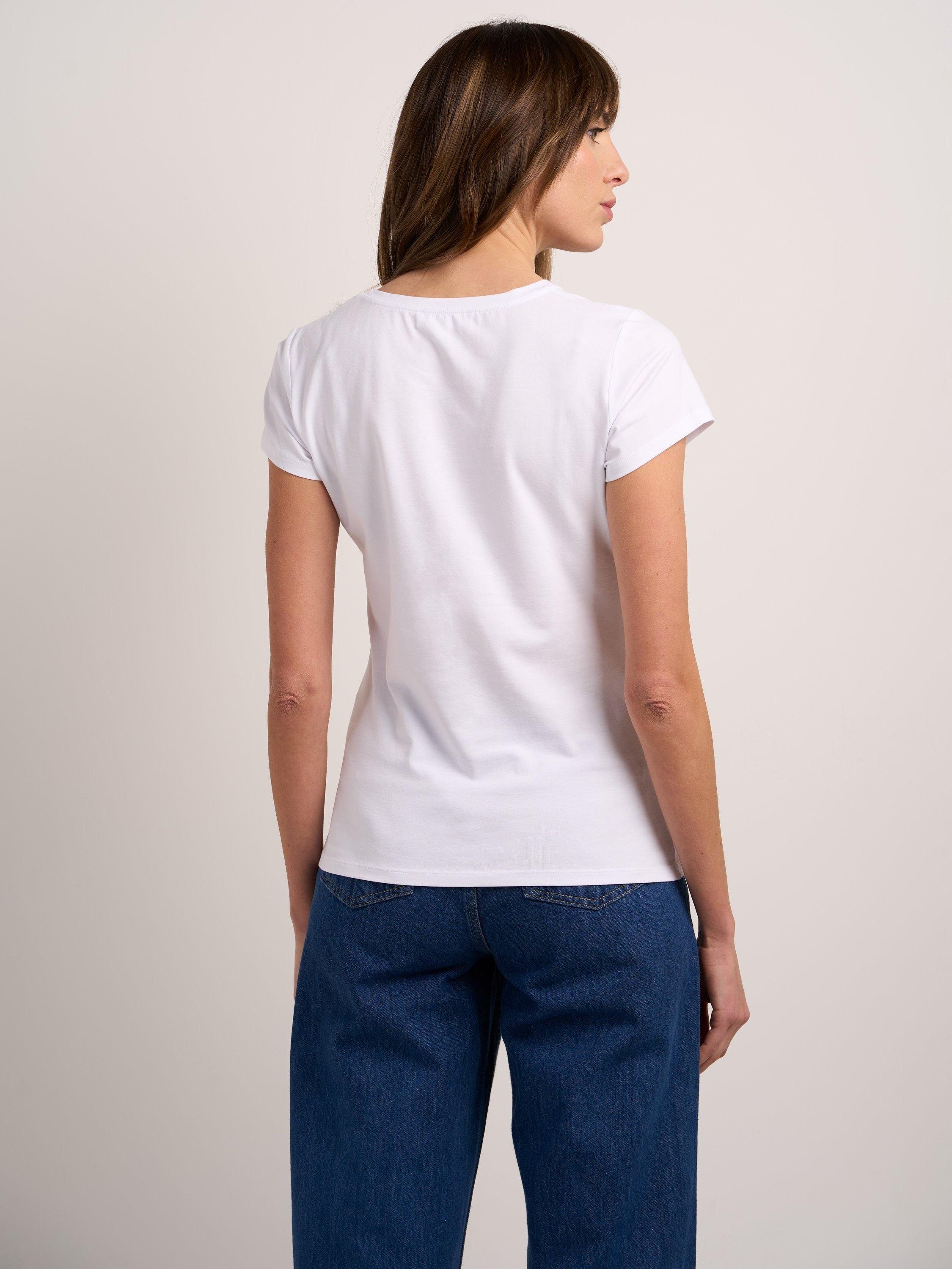 Product image 2 of 4, which shows Celtic & Co. Cotton Blend Round Neck T-Shirt, White, 8