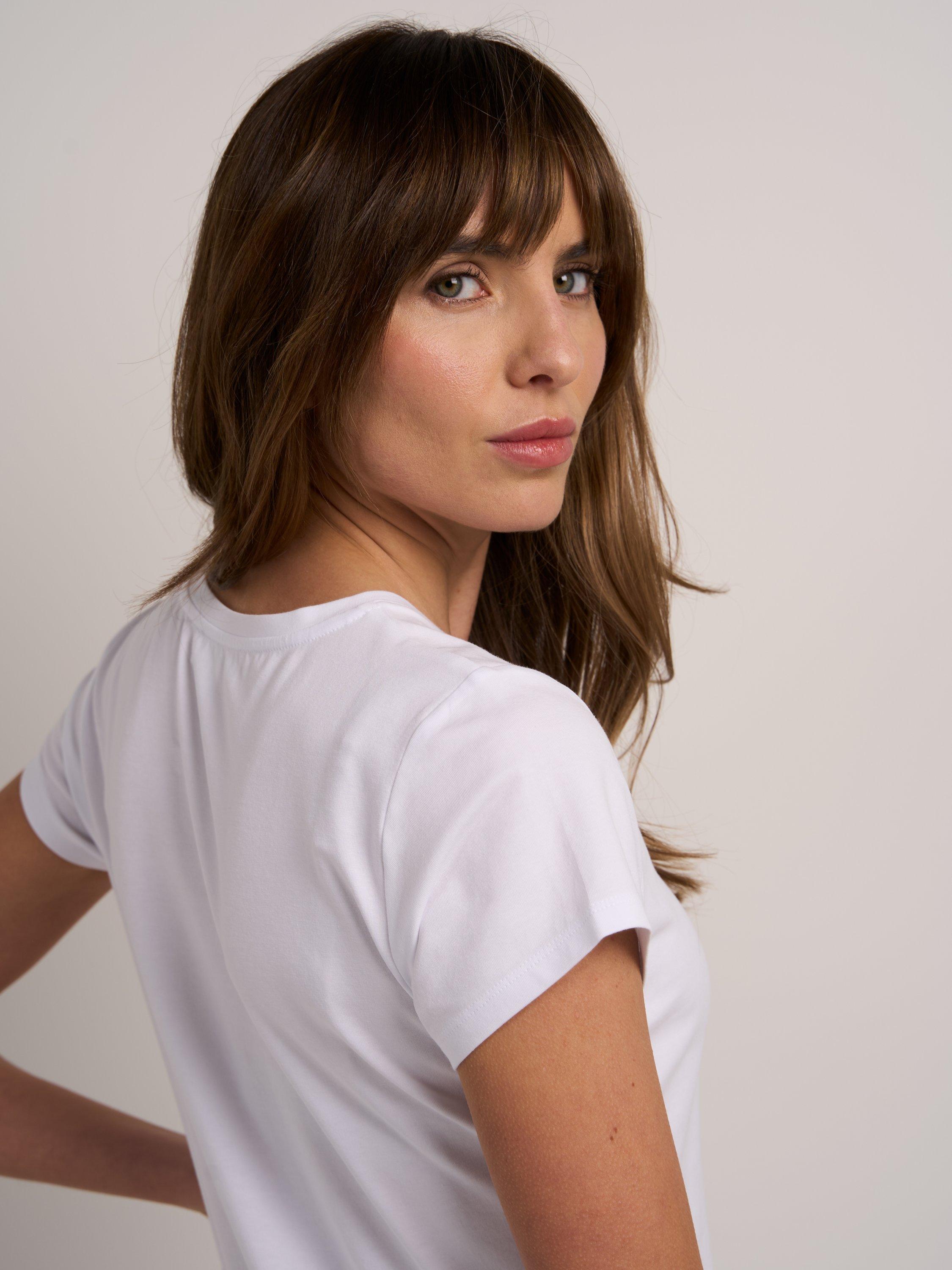 Product image 3 of 4, which shows Celtic & Co. Cotton Blend Round Neck T-Shirt, White, 8