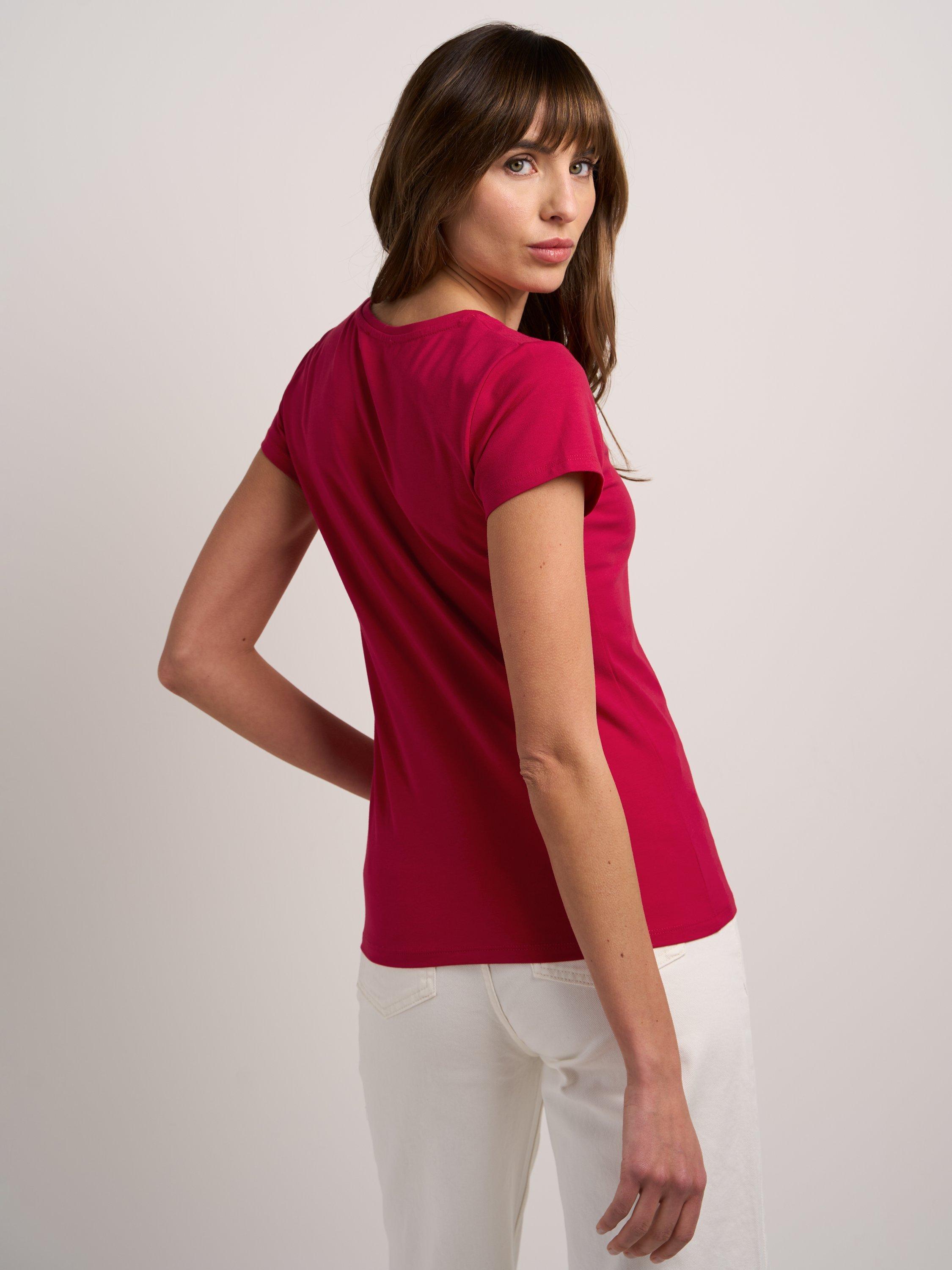 Product image 2 of 3, which shows Celtic & Co. Cotton V-Neck T-Shirt, Cherry, 8