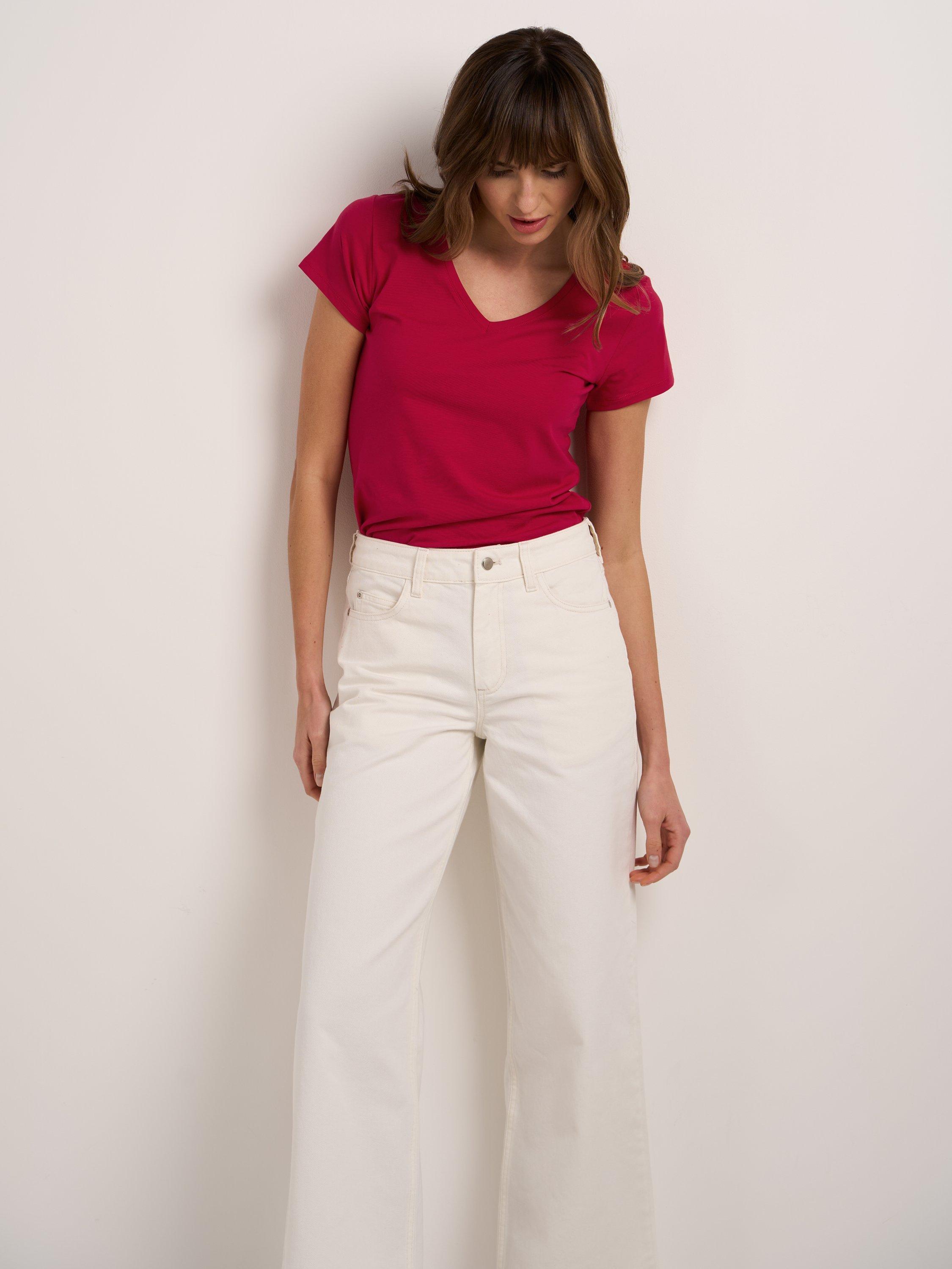 Product image 3 of 3, which shows Celtic & Co. Cotton V-Neck T-Shirt, Cherry, 8
