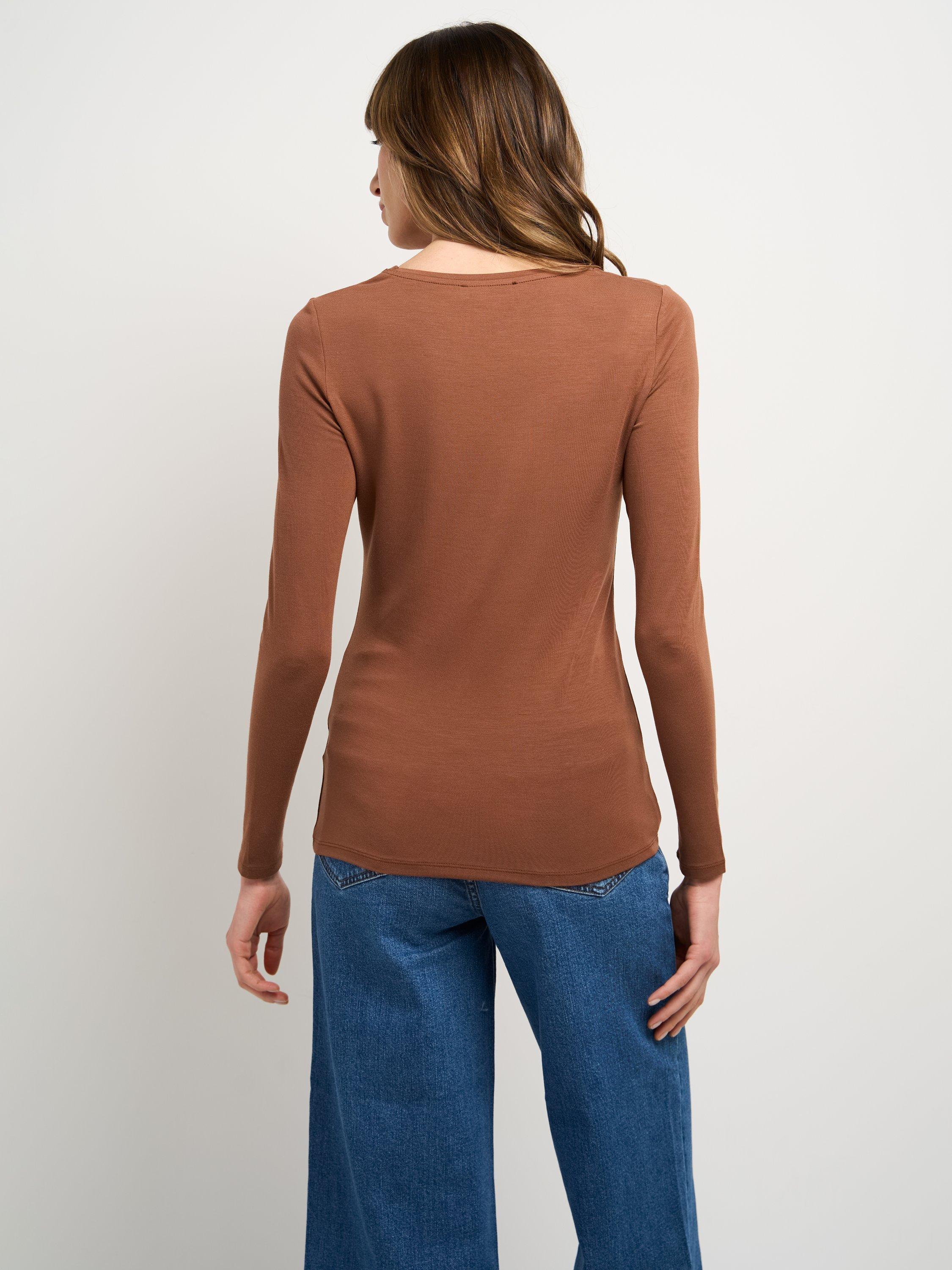Product image 2 of 3, which shows Celtic & Co. Silky Scoop Neck Top, Light Chocolate, 10