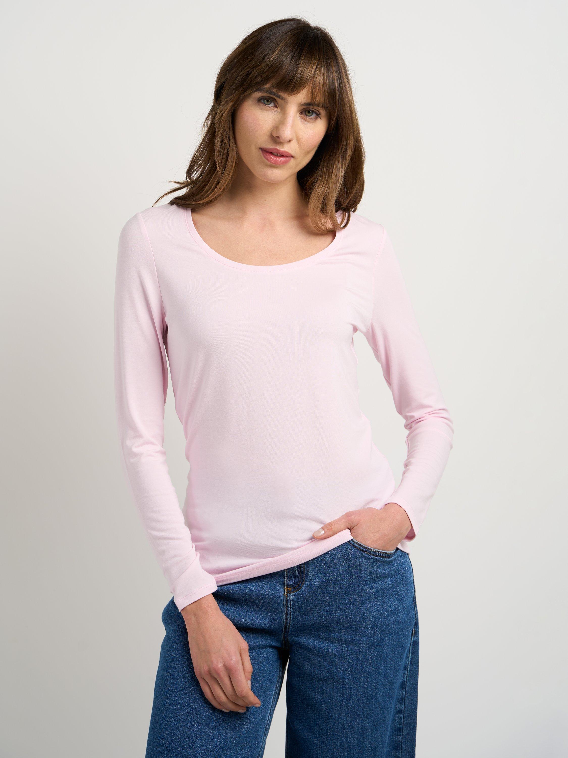 Product image 1 of 3, which shows Celtic & Co. Silky Scoop Neck Top, Pink Ice, 10