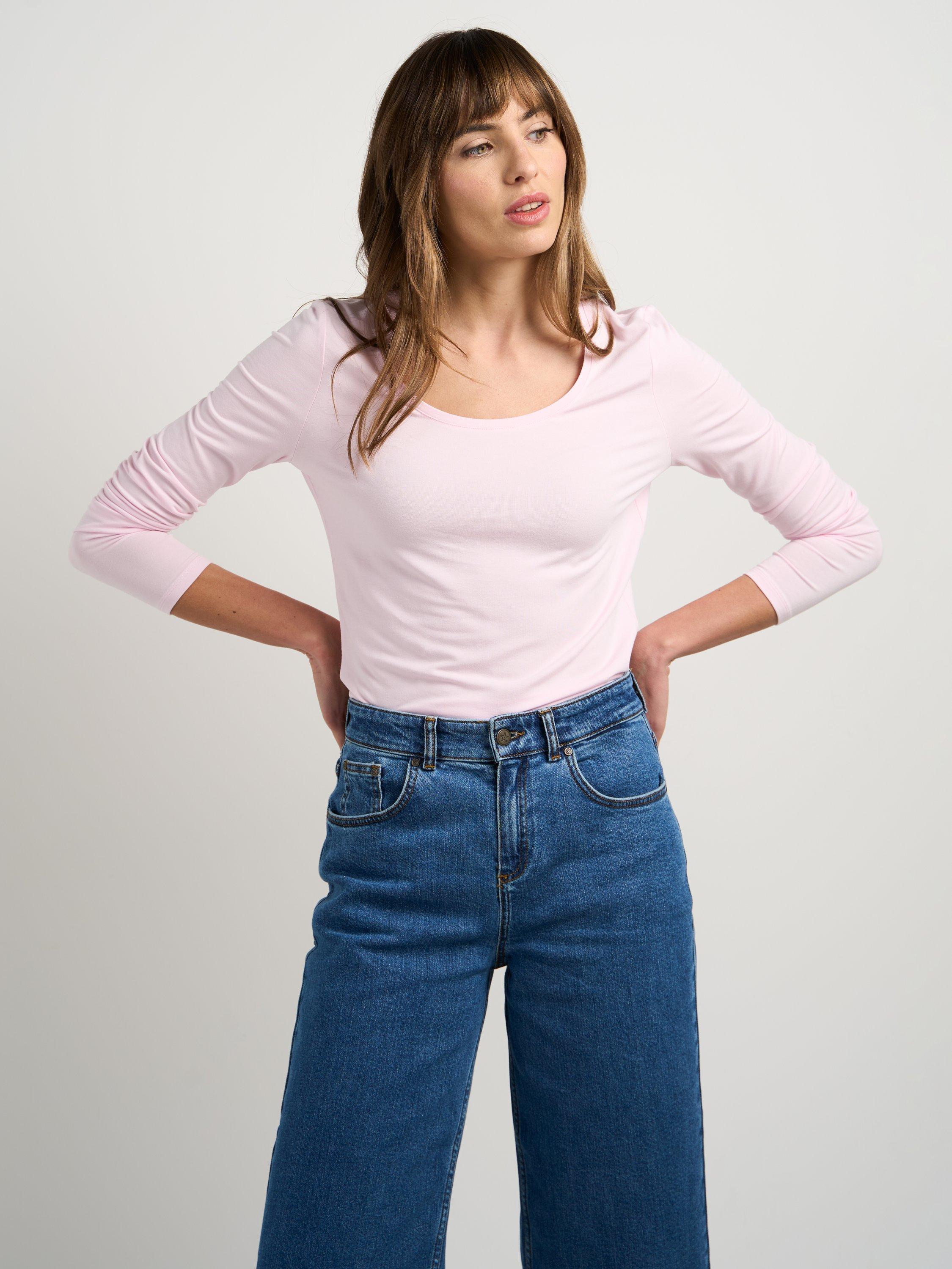 Product image 3 of 3, which shows Celtic & Co. Silky Scoop Neck Top, Pink Ice, 10