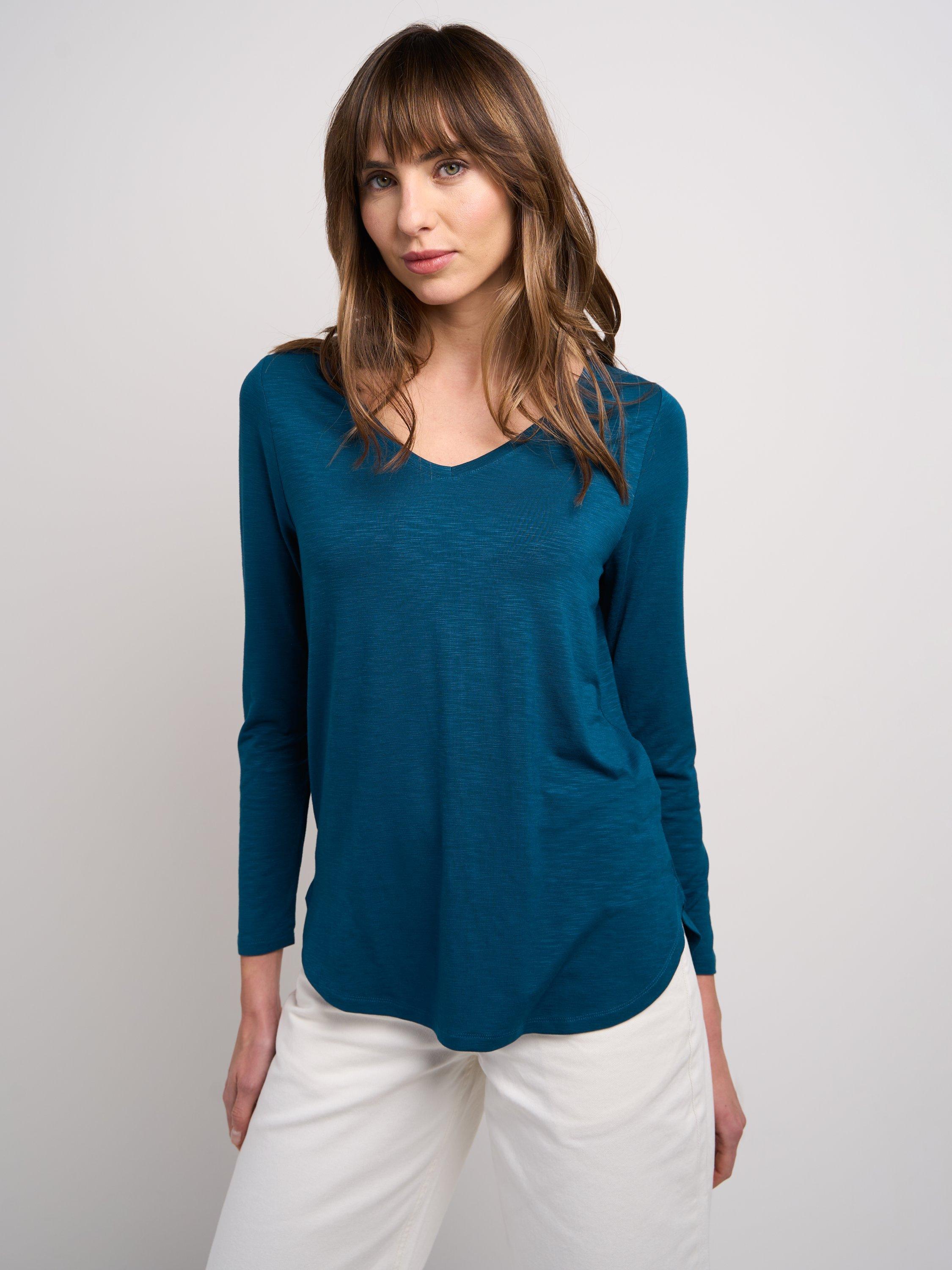 Product image 1 of 3, which shows Celtic & Co. Valentina Jersey Top, Neptune Blue, 14