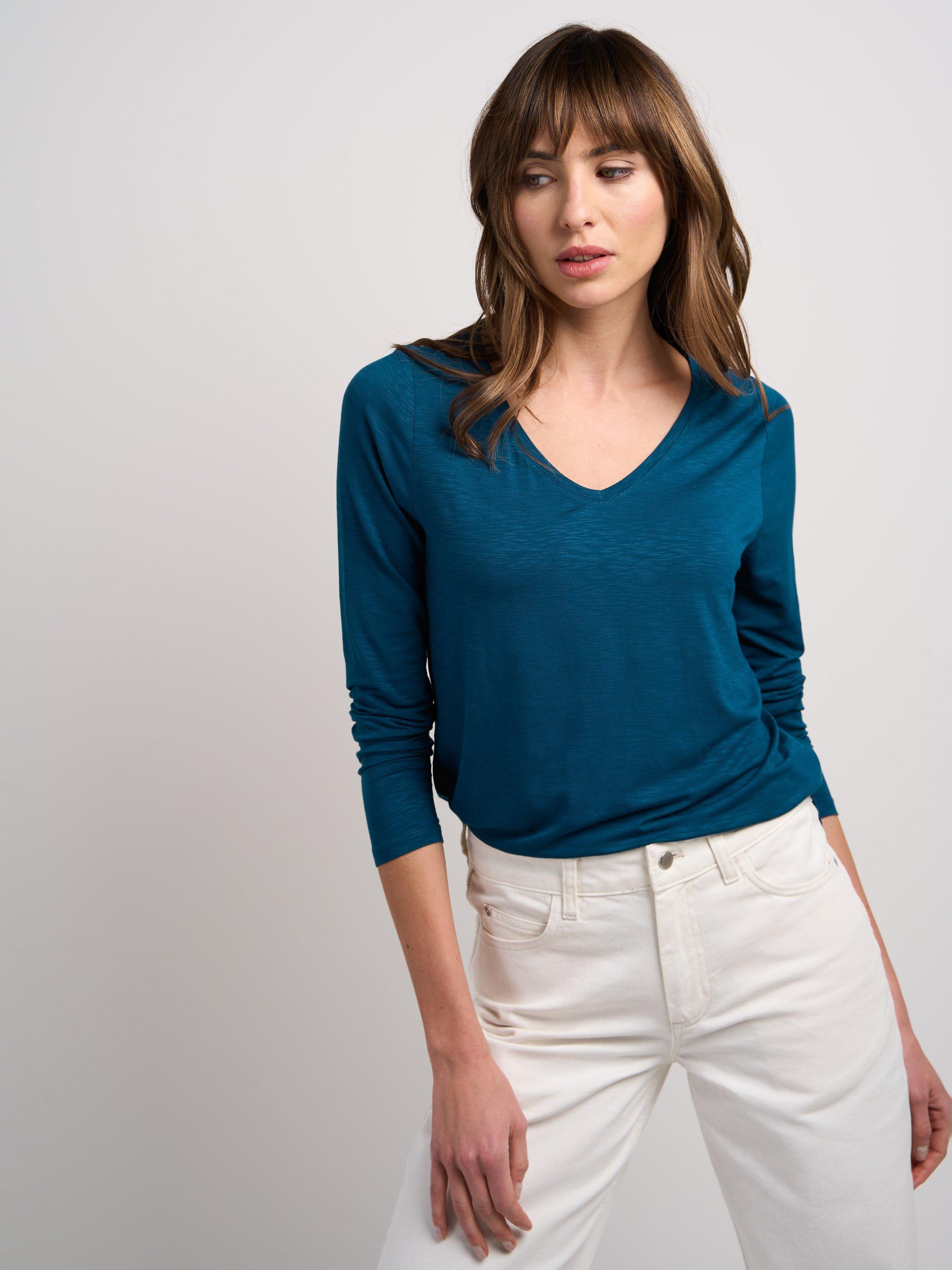 Product image 3 of 3, which shows Celtic & Co. Valentina Jersey Top, Neptune Blue, 14