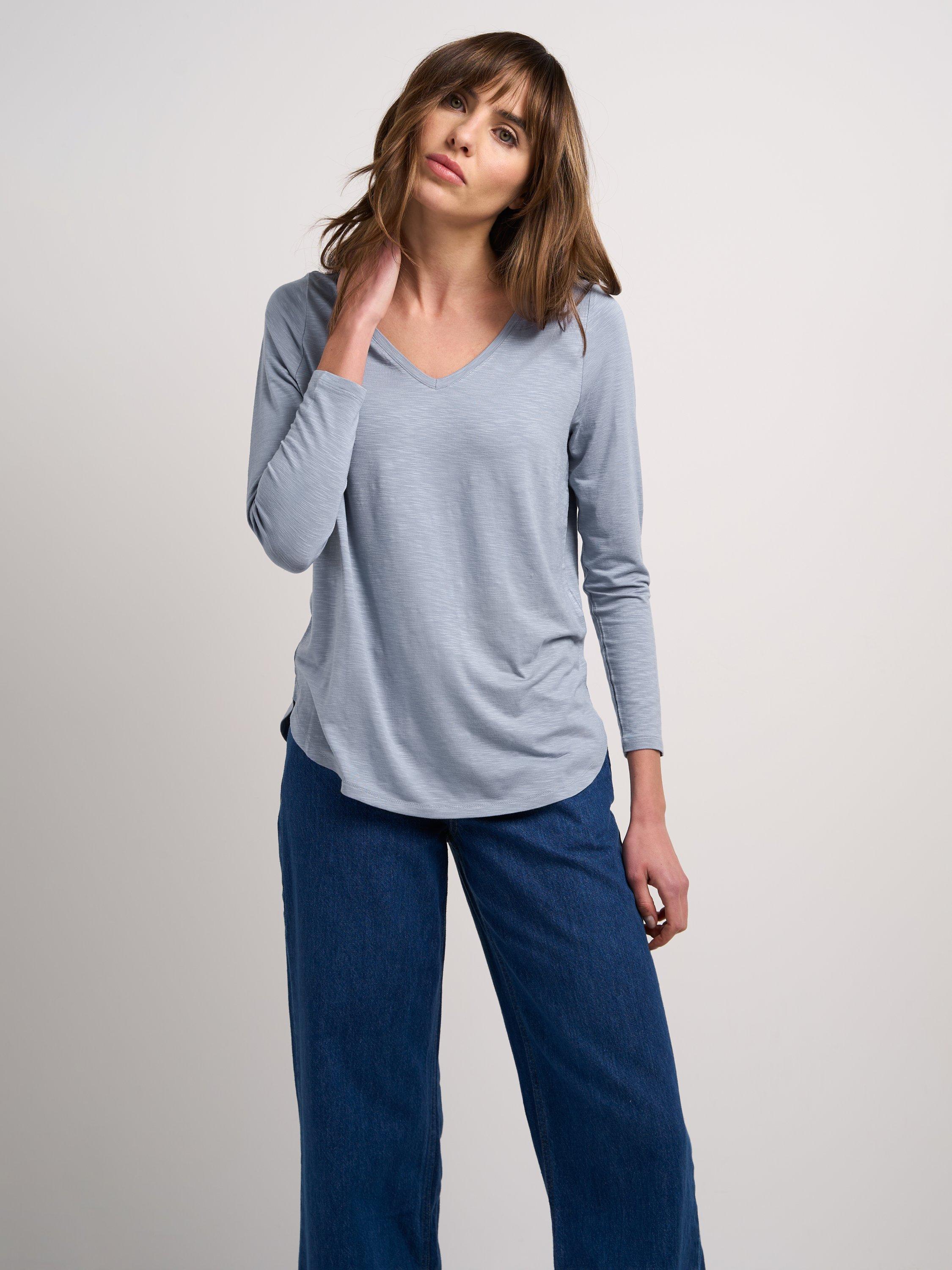 Product image 1 of 3, which shows Celtic & Co. Valentina Jersey Top, Grey Sky, 8