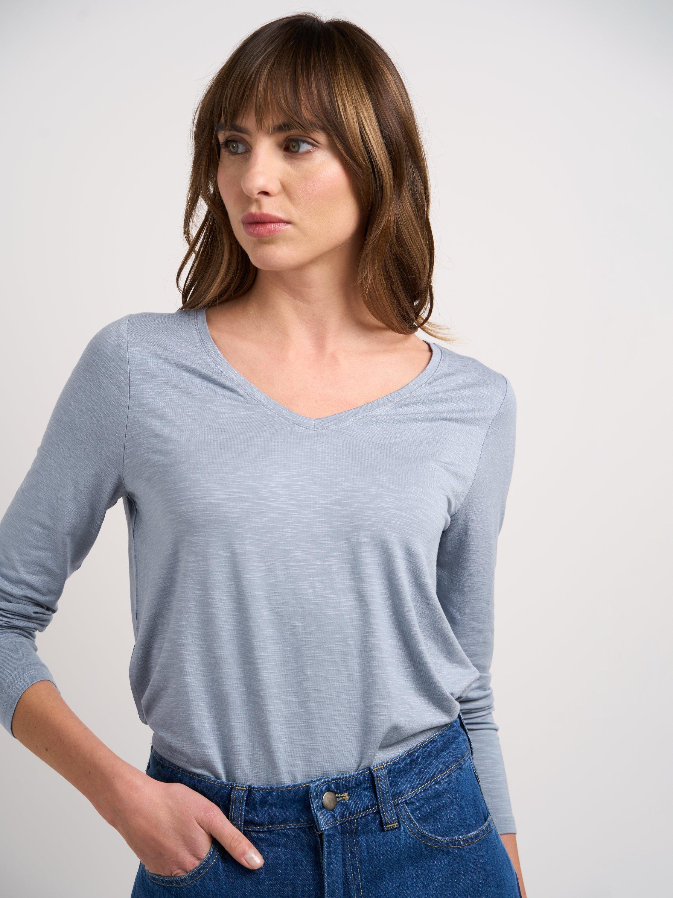 Product image 3 of 3, which shows Celtic & Co. Valentina Jersey Top, Grey Sky, 8
