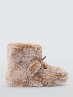 John Lewis Kids' Reindeer Slippers, Brown - view 2, Brown