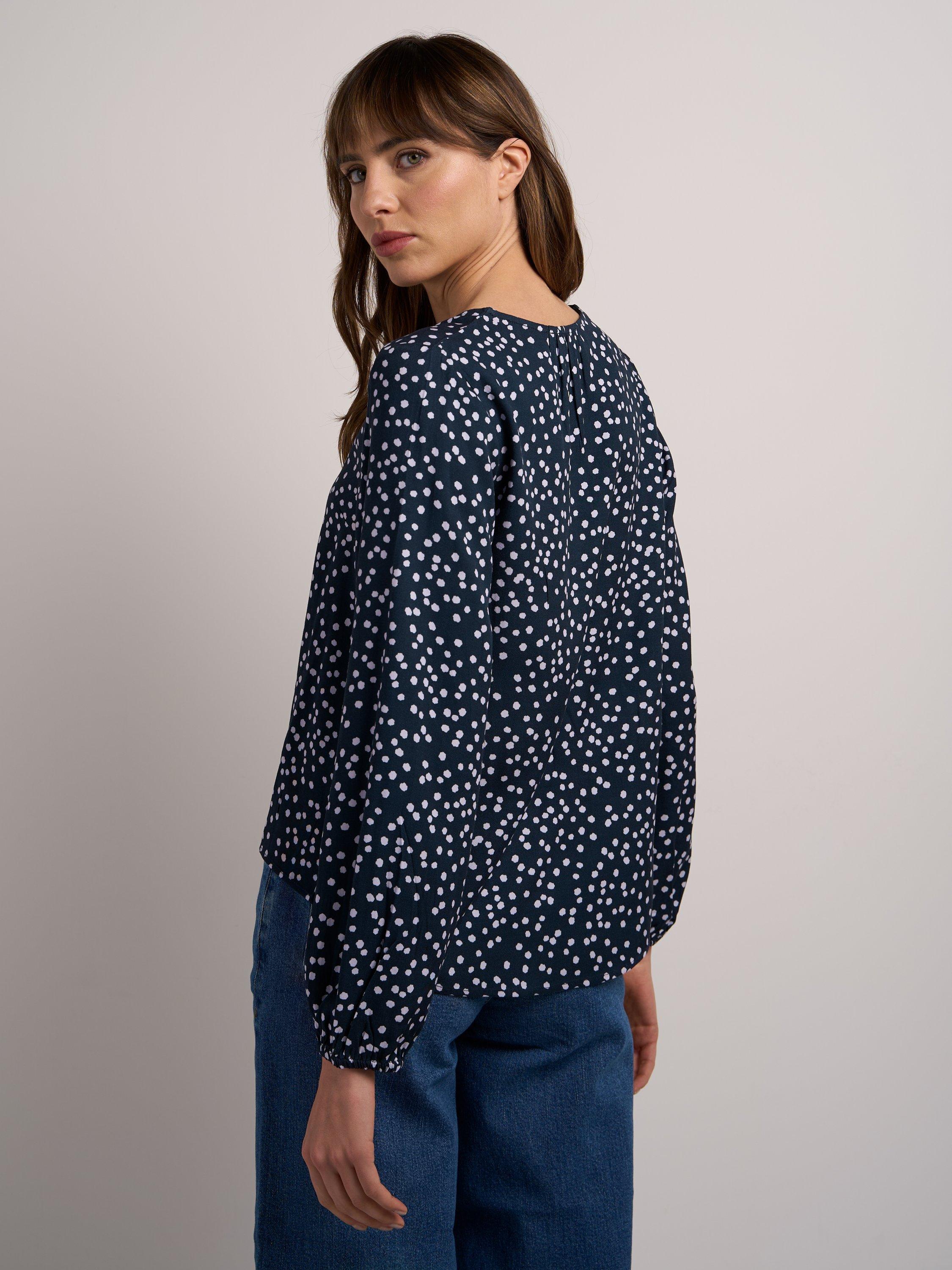 Product image 2 of 4, which shows Celtic & Co. Long Sleeved Joni Blouse, Navy, 14