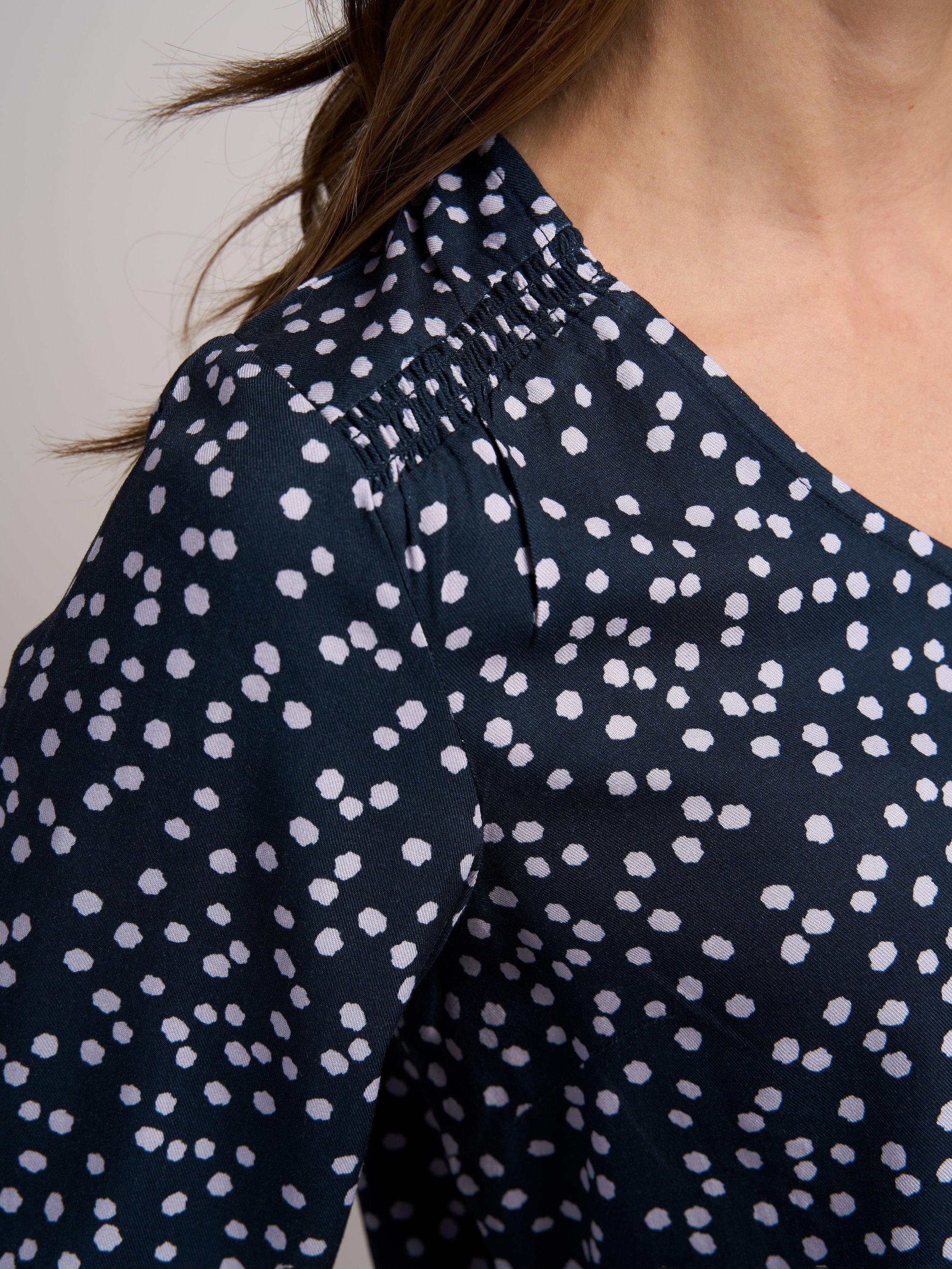 Product image 4 of 4, which shows Celtic & Co. Long Sleeved Joni Blouse, Navy, 14