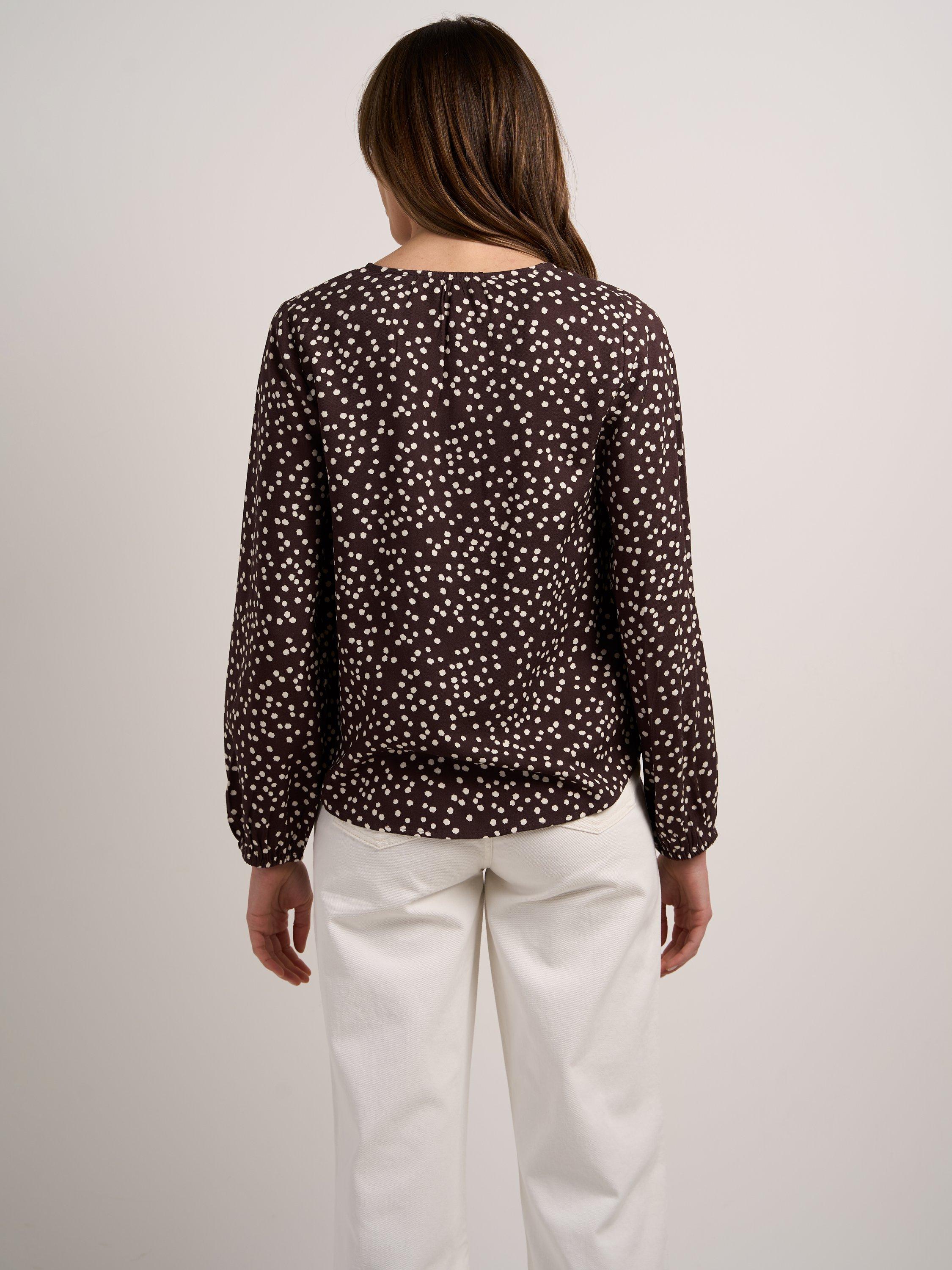 Product image 2 of 4, which shows Celtic & Co. Long Sleeved Joni Blouse, Chocolate, 8