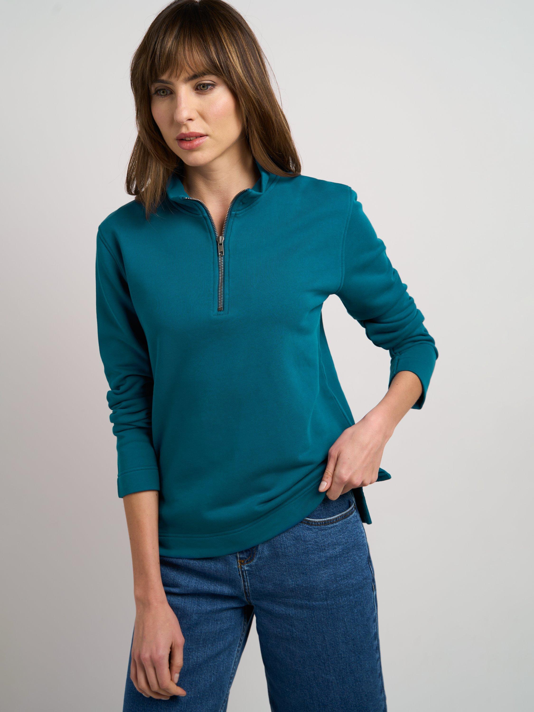 Product image 2 of 4, which shows Celtic & Co. Robyn 1/4 Zip Sweatshirt, Neptune Blue, 8