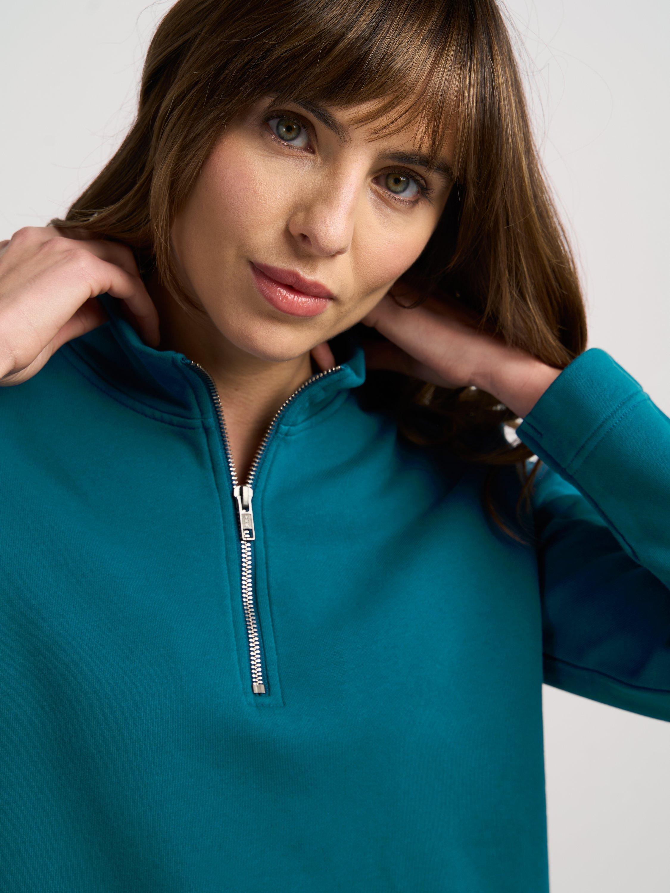 Product image 3 of 4, which shows Celtic & Co. Robyn 1/4 Zip Sweatshirt, Neptune Blue, 8